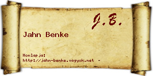 Jahn Benke névjegykártya